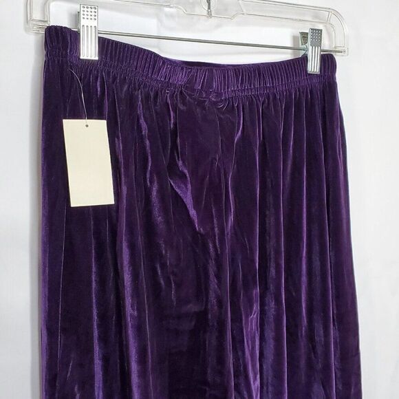 Coldwater Creek Velour Pants M Plum Purple Elastic Waist - Picture 3 of 6